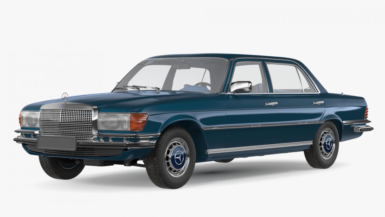 Mercedes Benz 350 SE Blue Rigged 3D