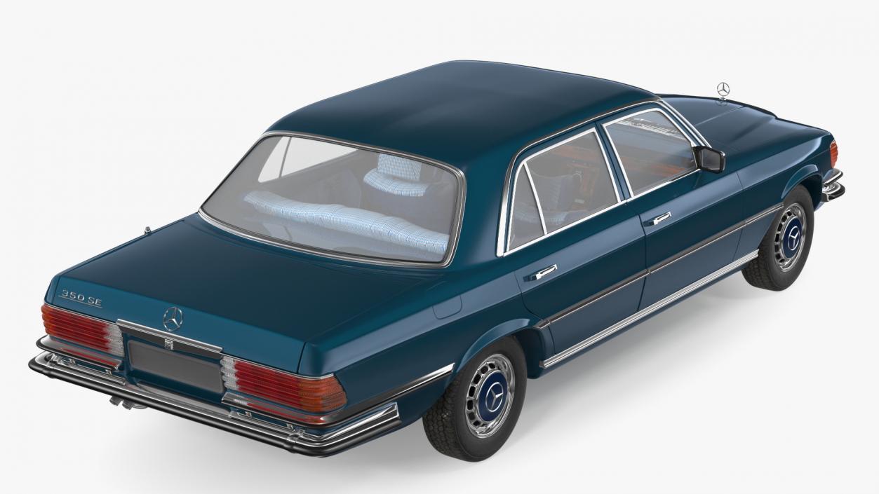 Mercedes Benz 350 SE Blue Rigged 3D