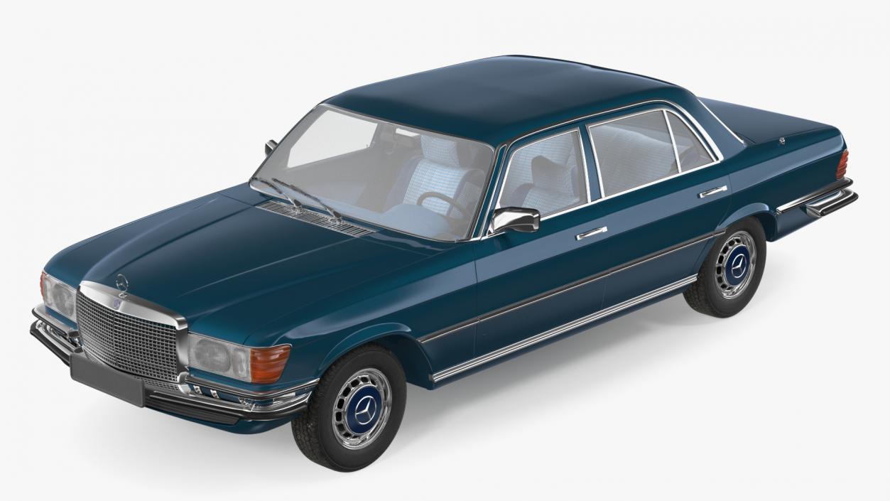 Mercedes Benz 350 SE Blue Rigged 3D