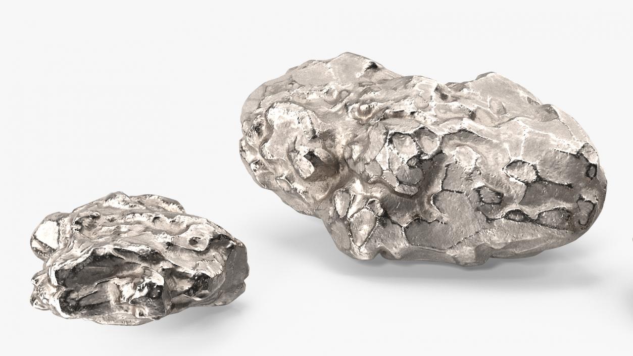 Silver Natural Minerals Big Stones 3D model