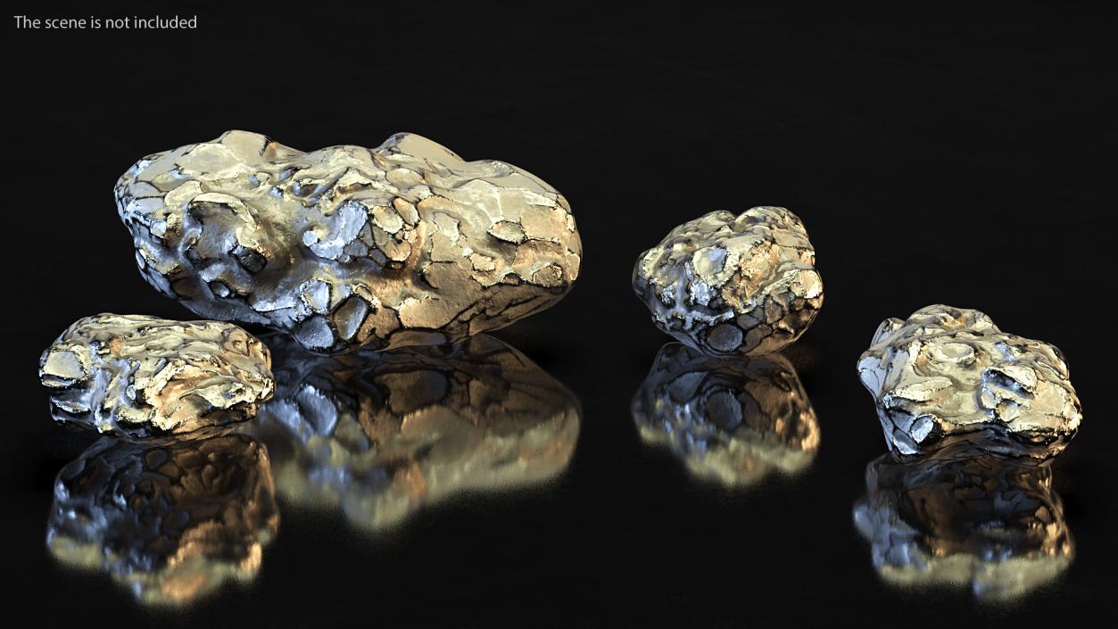 Silver Natural Minerals Big Stones 3D model