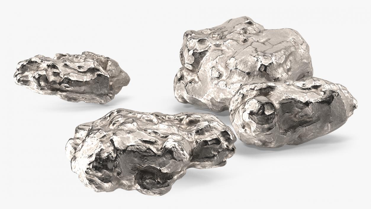 Silver Natural Minerals Big Stones 3D model