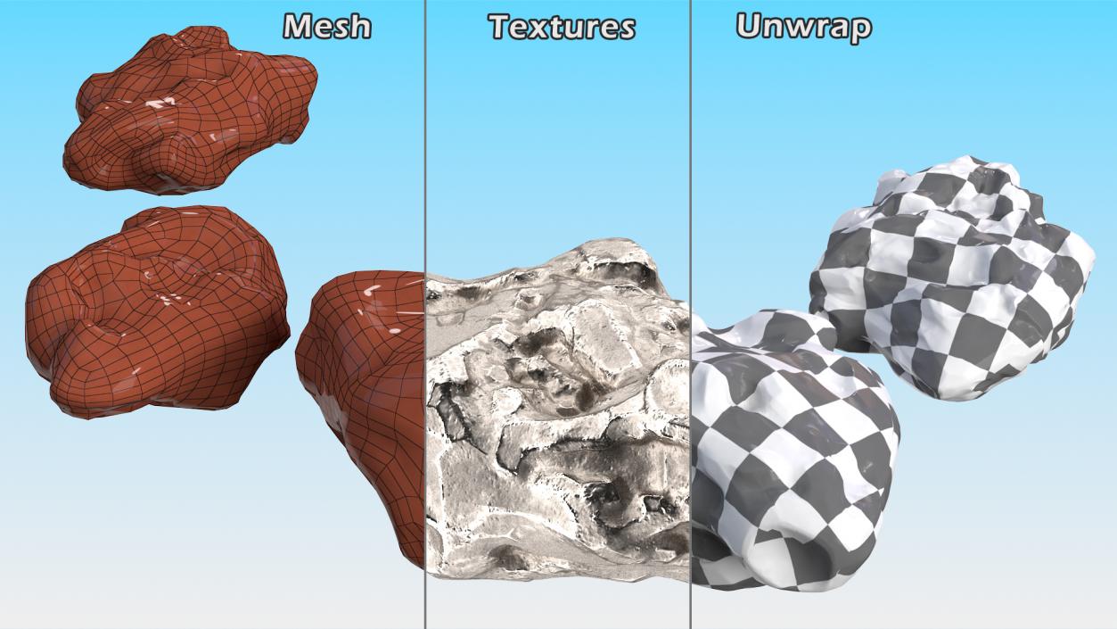 Silver Natural Minerals Big Stones 3D model