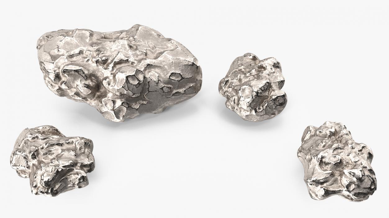 Silver Natural Minerals Big Stones 3D model