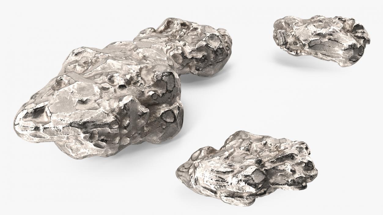 Silver Natural Minerals Big Stones 3D model