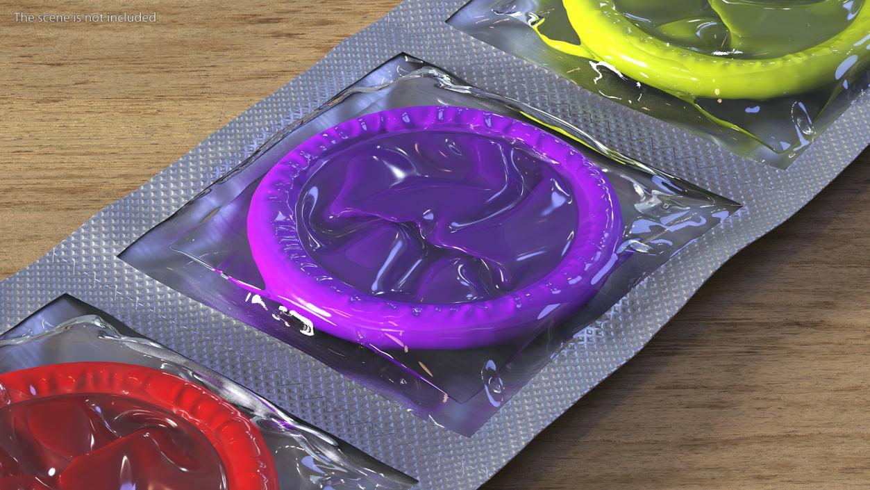 3D Condom 3 Pack Transparent Package model