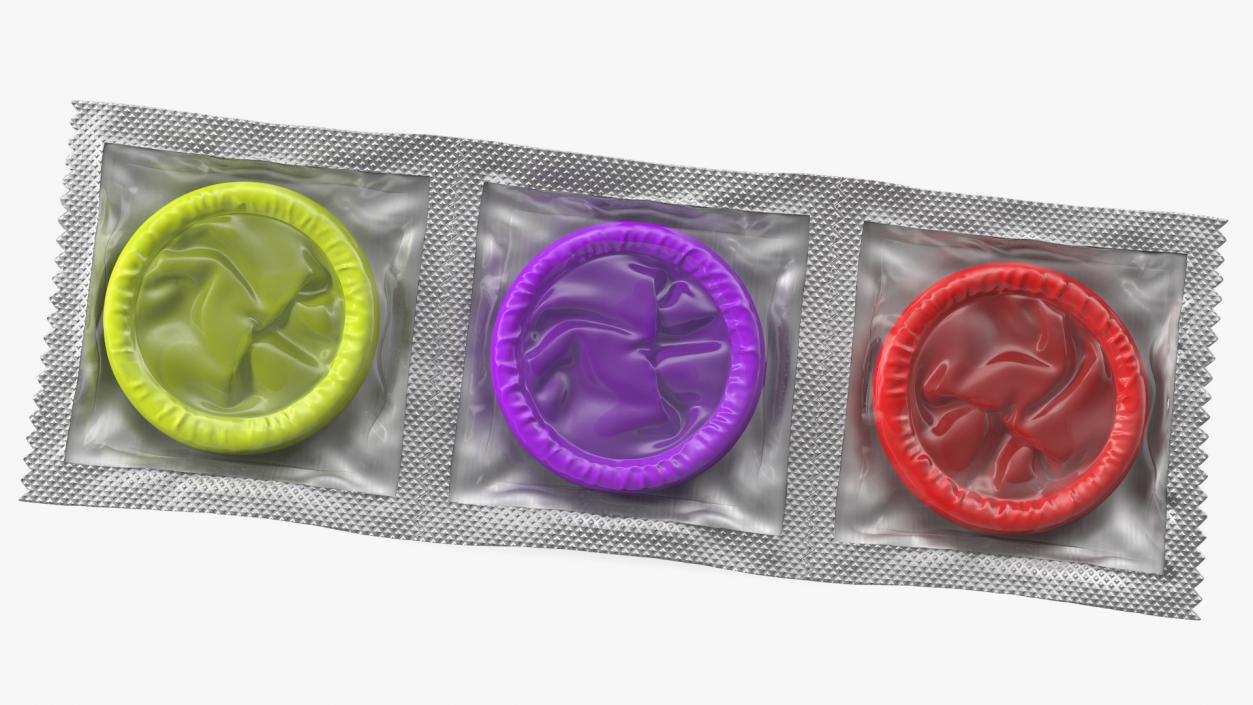 3D Condom 3 Pack Transparent Package model