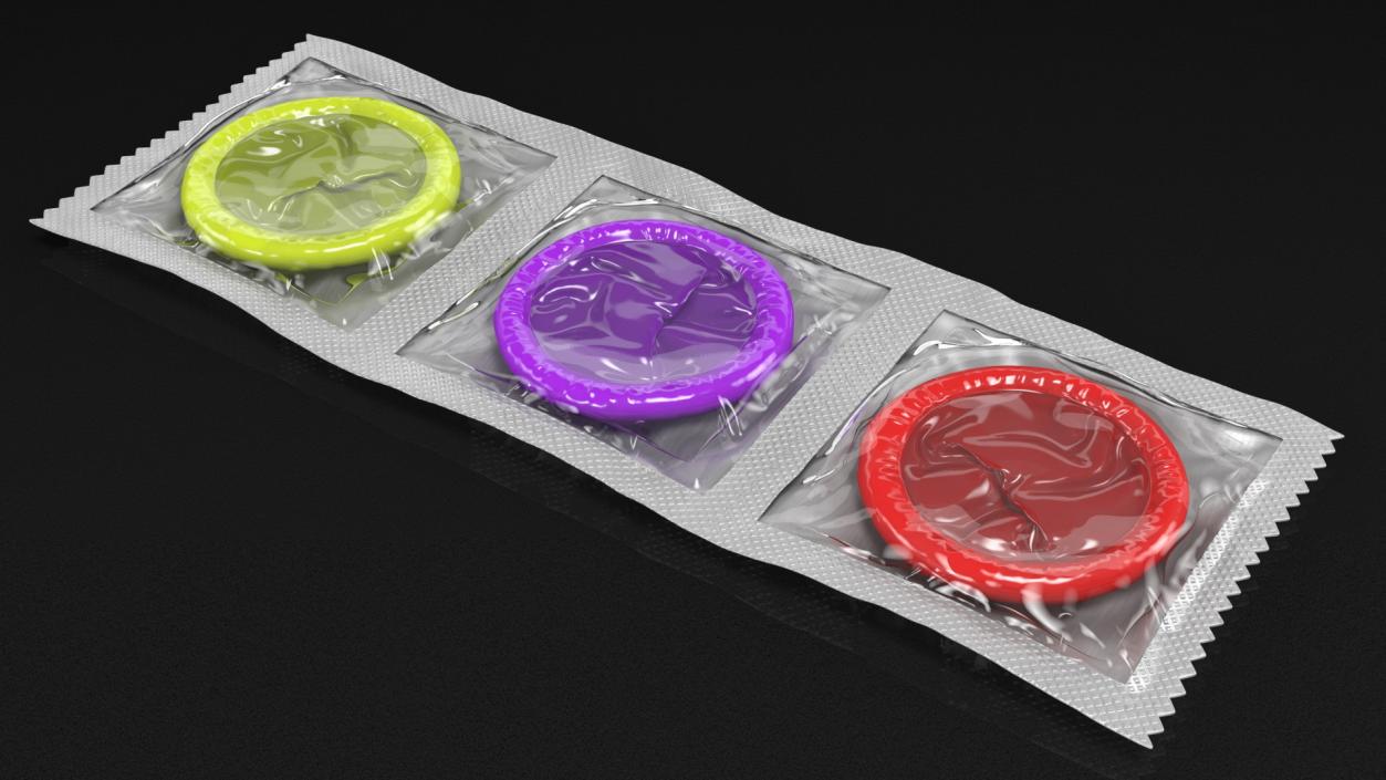 3D Condom 3 Pack Transparent Package model