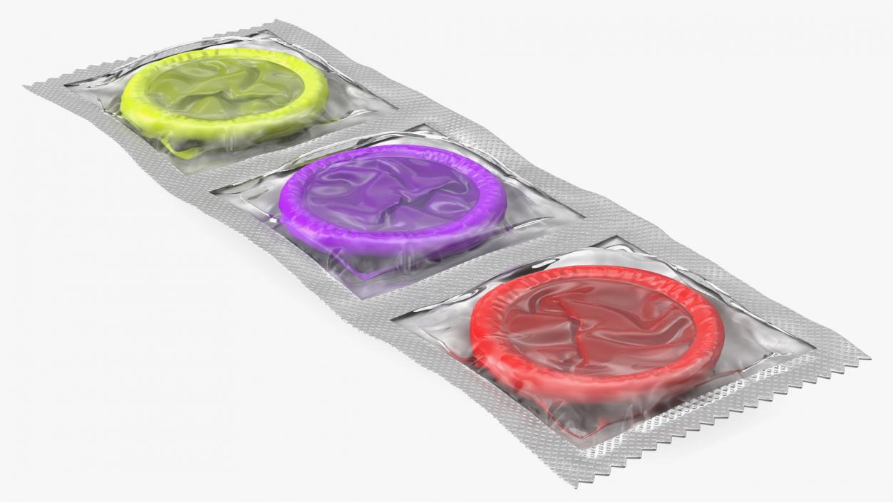 3D Condom 3 Pack Transparent Package model