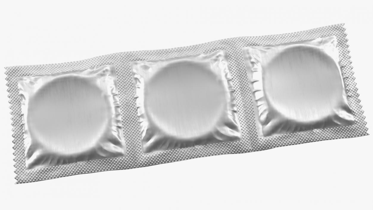 3D Condom 3 Pack Transparent Package model