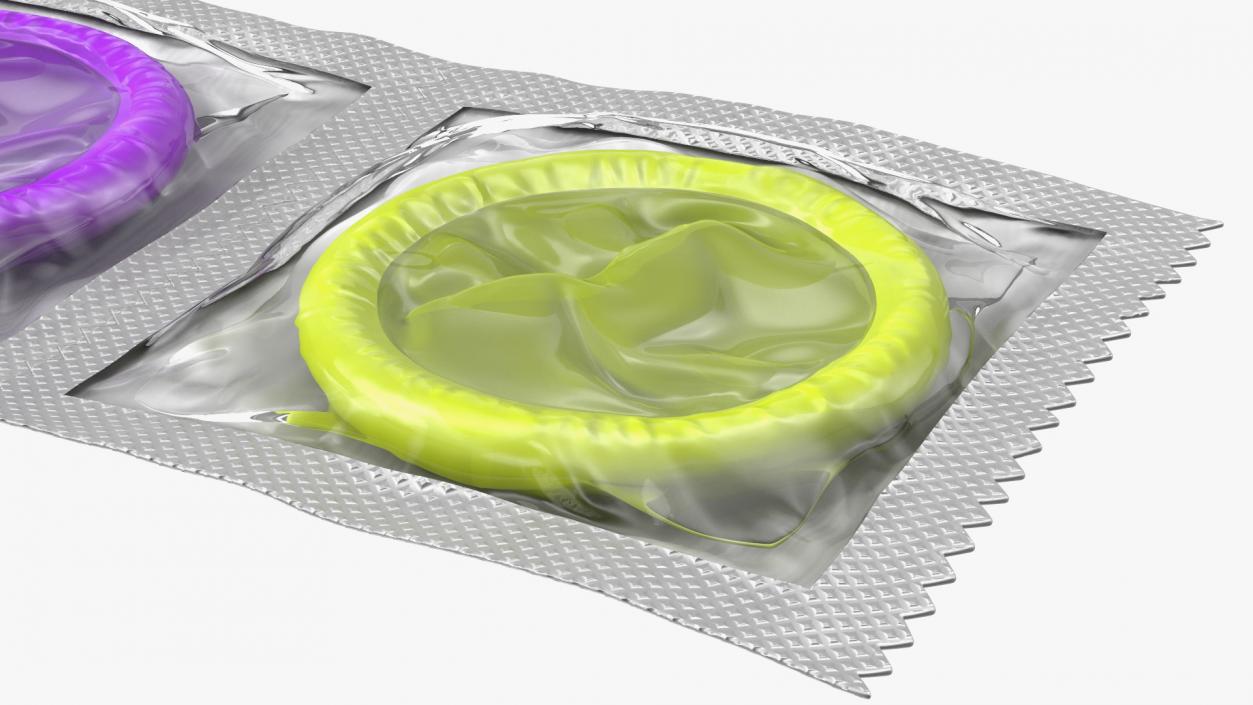 3D Condom 3 Pack Transparent Package model