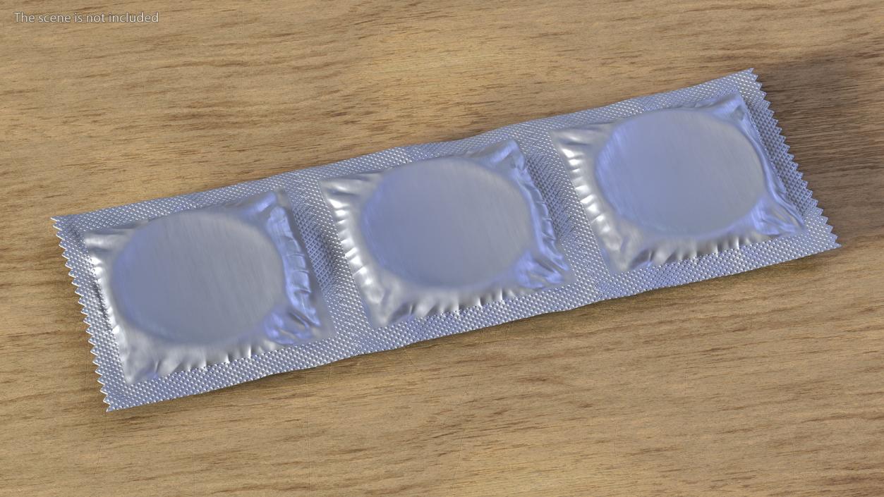 3D Condom 3 Pack Transparent Package model