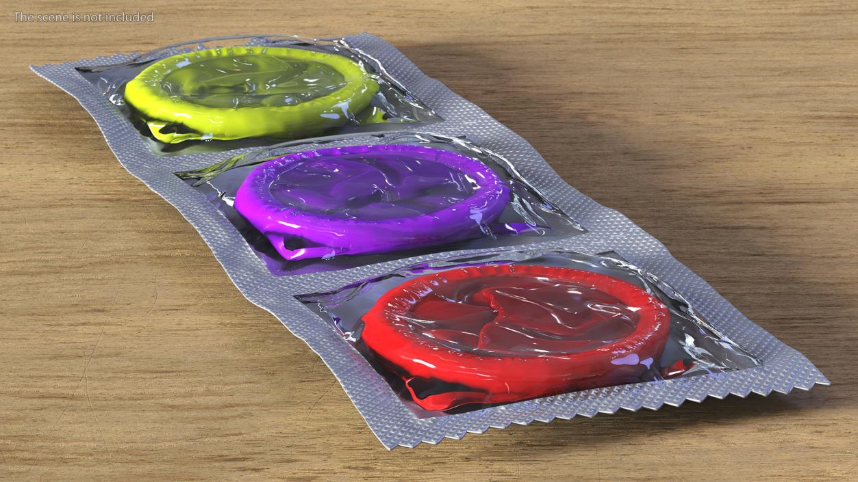 3D Condom 3 Pack Transparent Package model