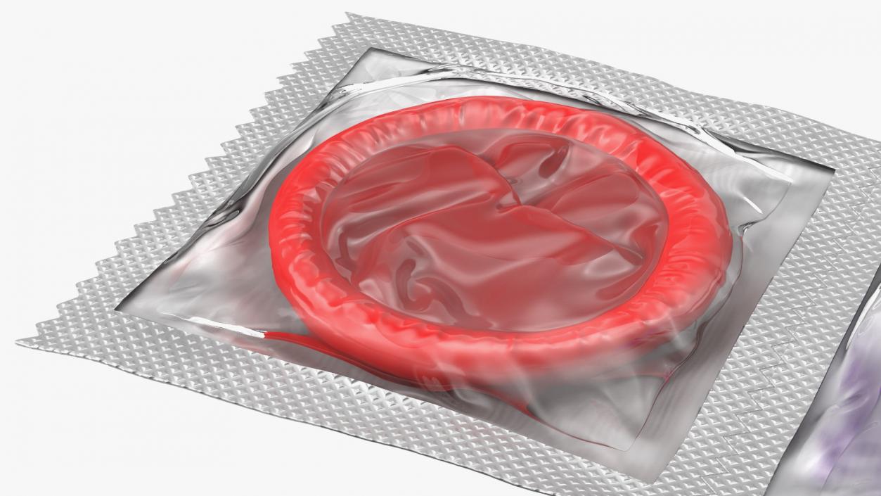 3D Condom 3 Pack Transparent Package model