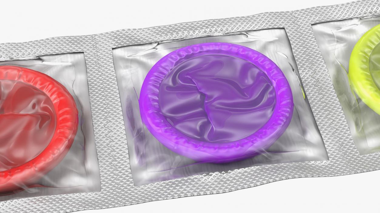 3D Condom 3 Pack Transparent Package model