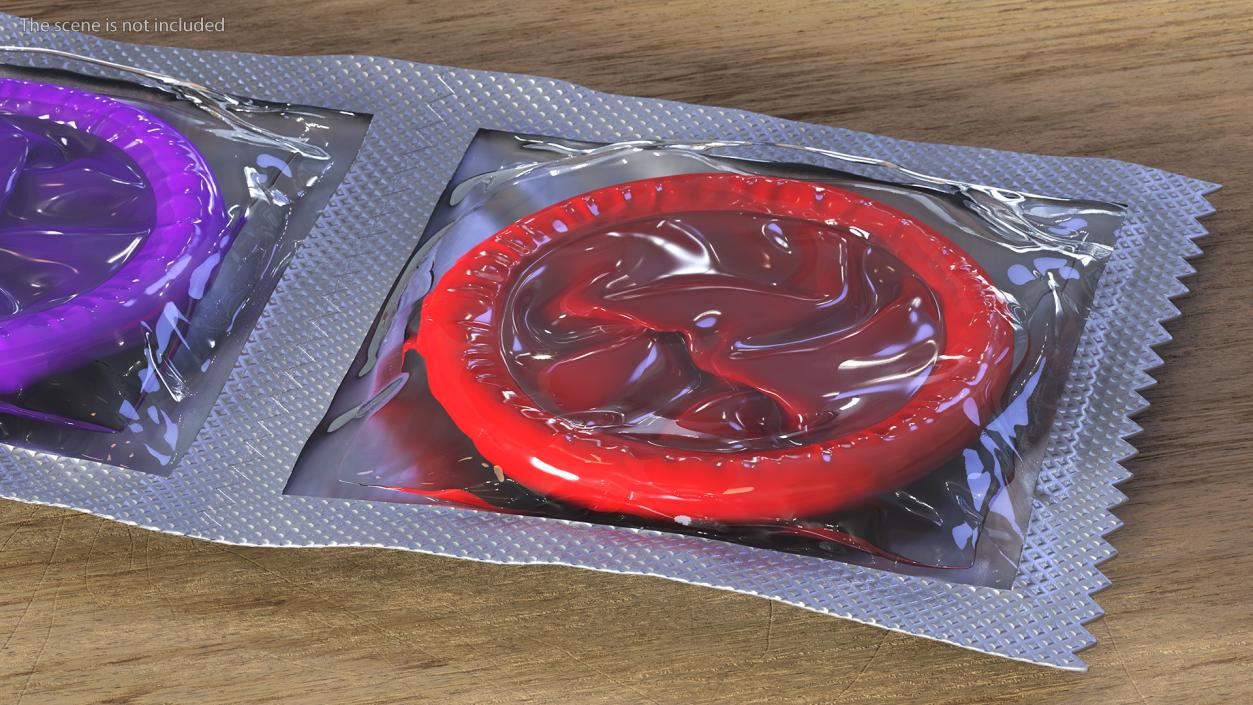 3D Condom 3 Pack Transparent Package model