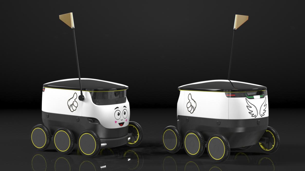 Self-Driving Robot Delivery Face Rigged 3D model