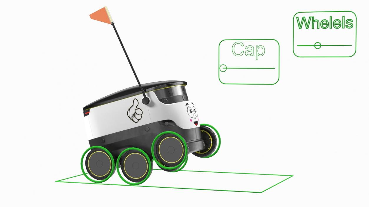 Self-Driving Robot Delivery Face Rigged 3D model