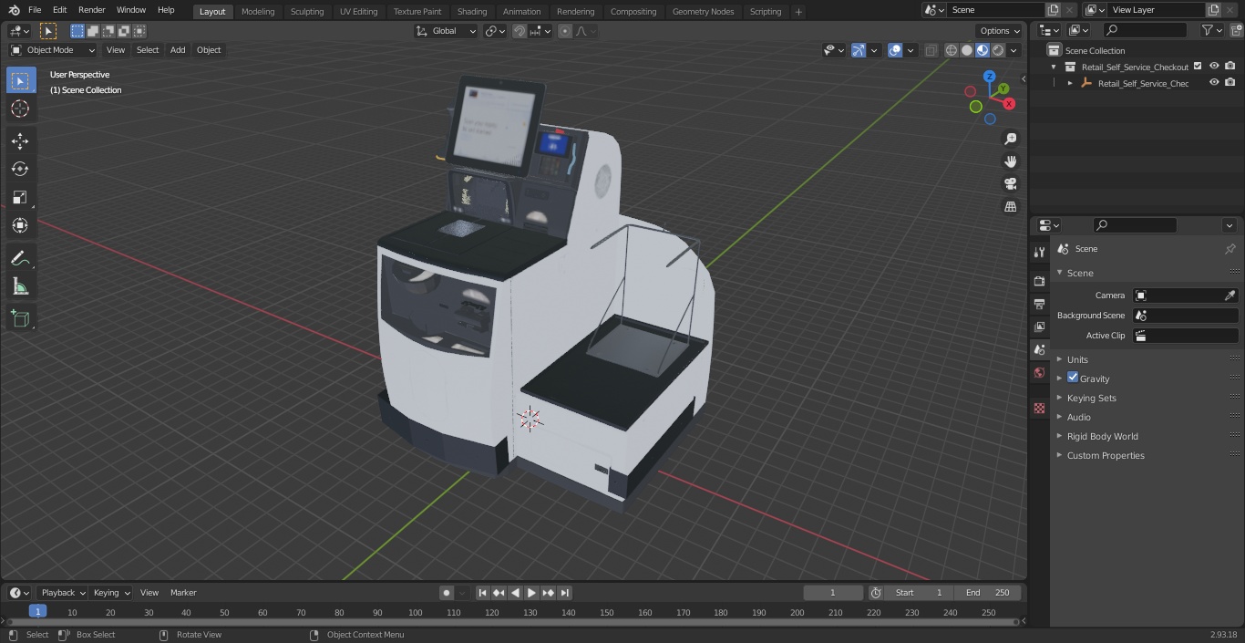 3D Retail Self Service Checkout Kiosk 2