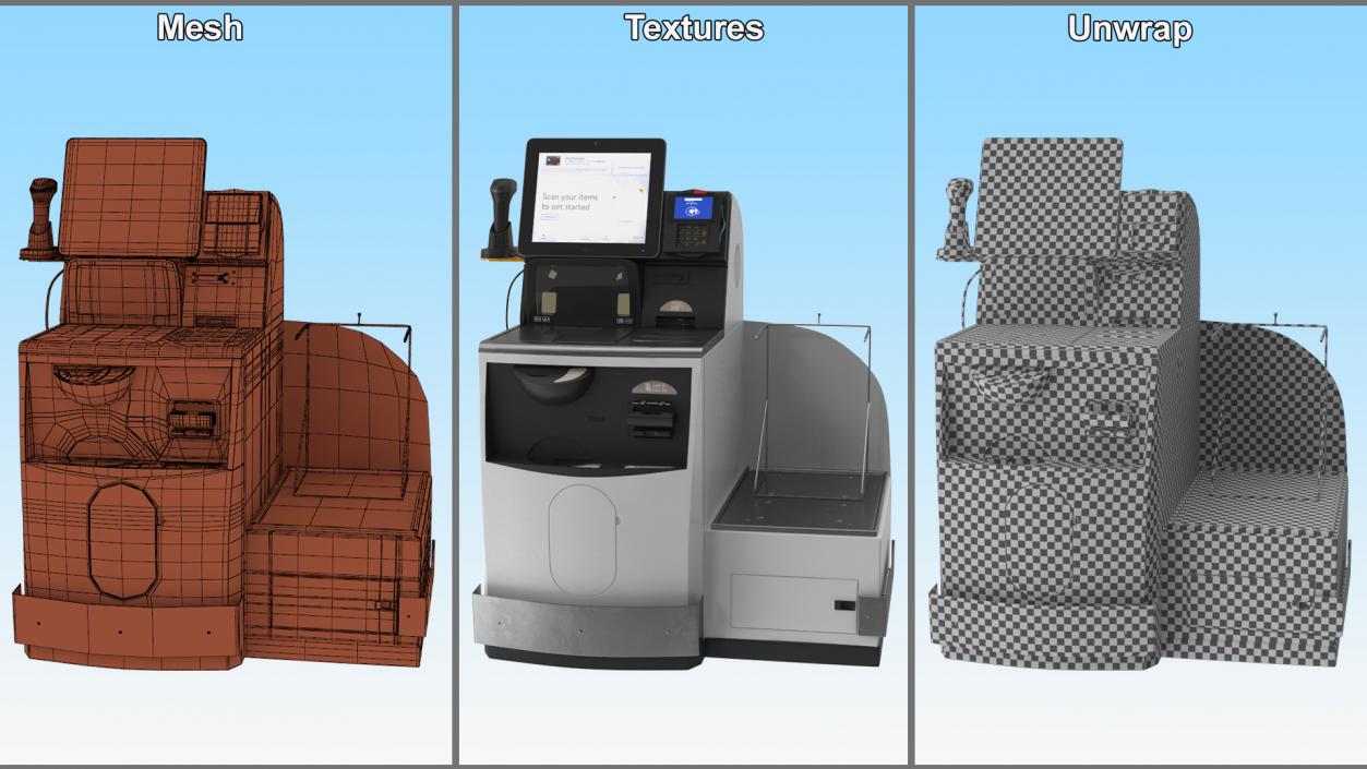 3D Retail Self Service Checkout Kiosk 2