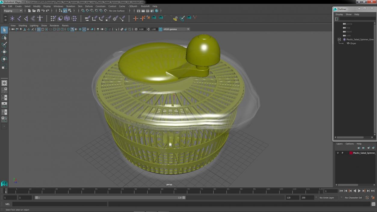 Plastic Salad Spinner Green 3D