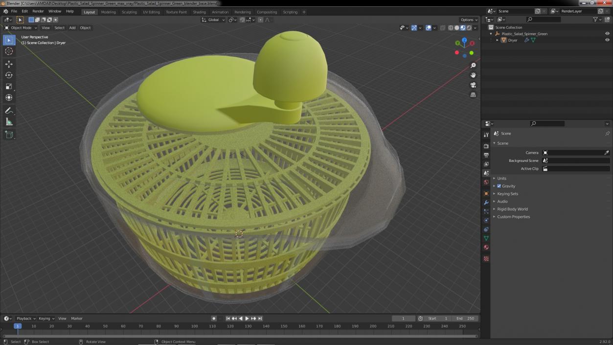 Plastic Salad Spinner Green 3D