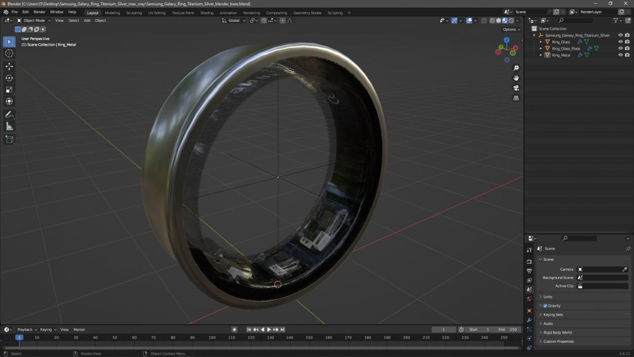 3D model Samsung Galaxy Ring Titanium Silver