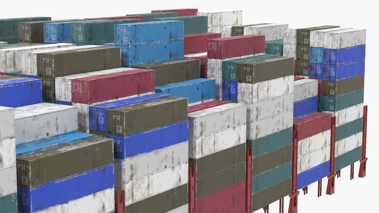 3D Cargo Shipping Containers Stacked model