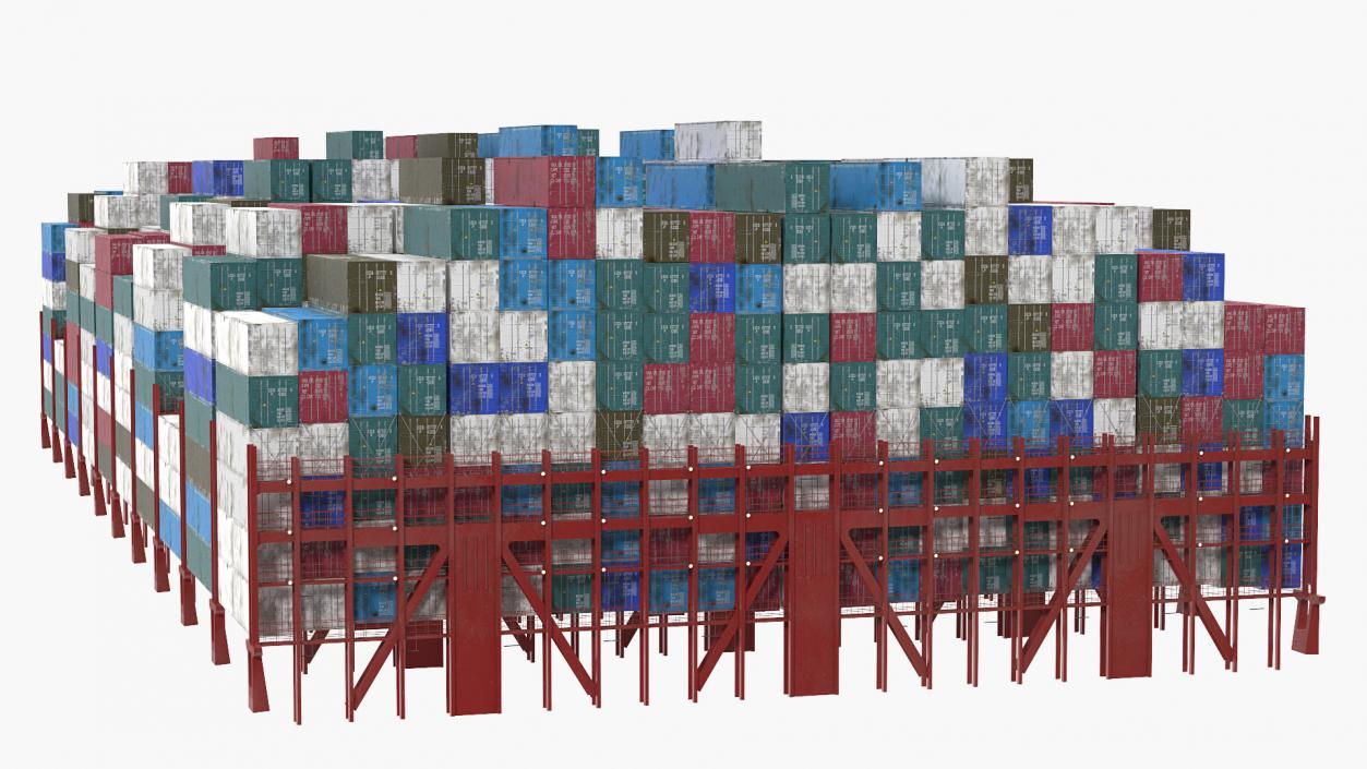 3D Cargo Shipping Containers Stacked model