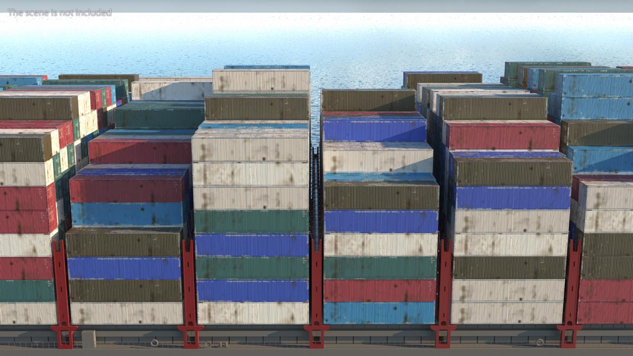 3D Cargo Shipping Containers Stacked model