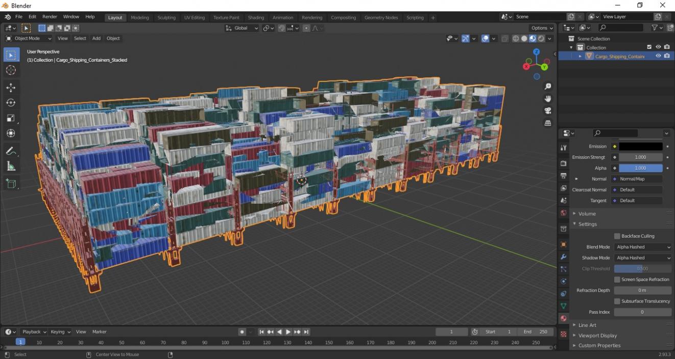 3D Cargo Shipping Containers Stacked model