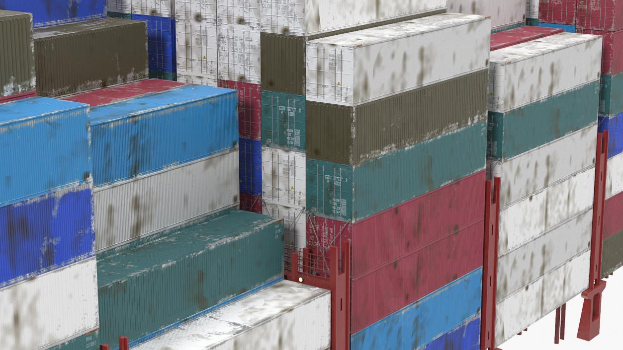 3D Cargo Shipping Containers Stacked model