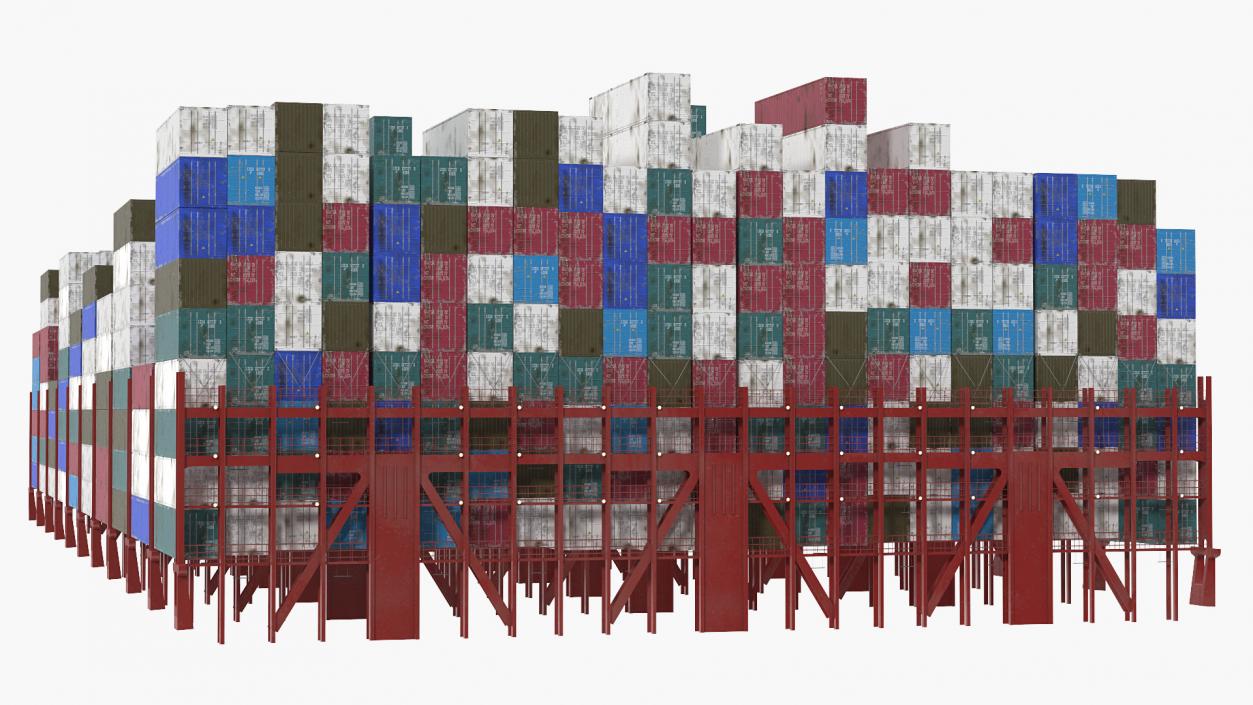 3D Cargo Shipping Containers Stacked model