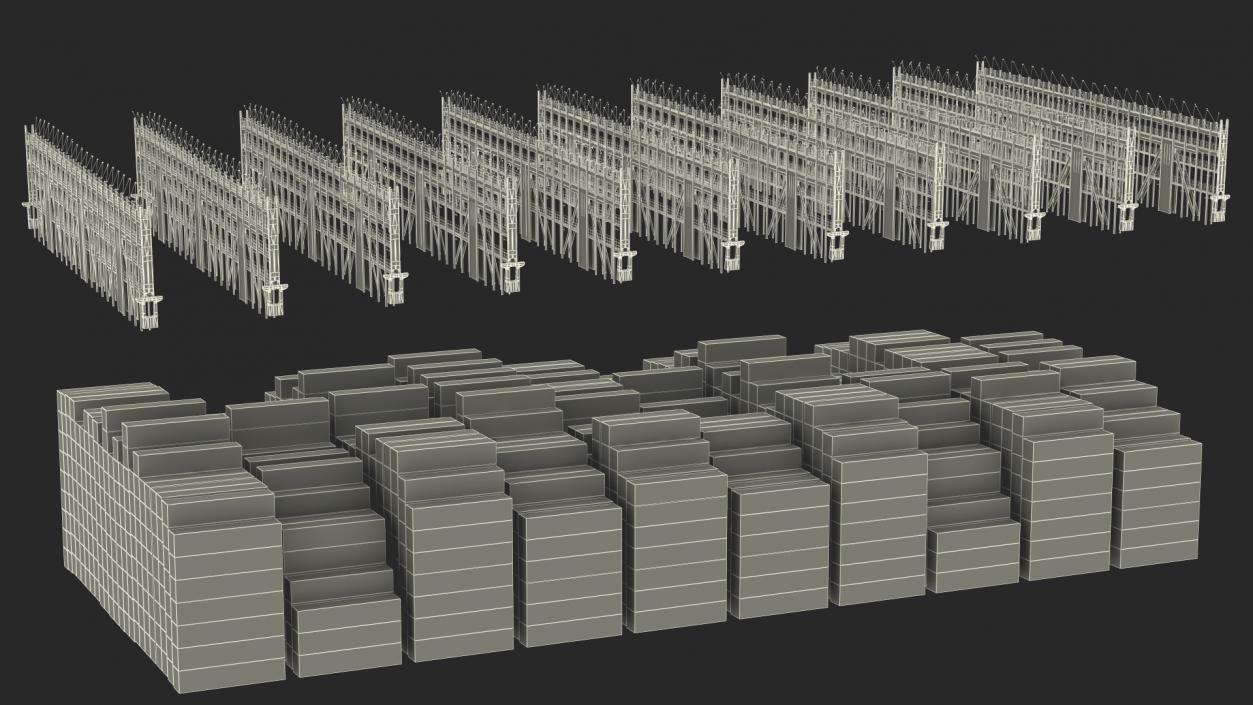 3D Cargo Shipping Containers Stacked model