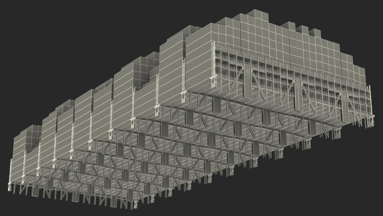 3D Cargo Shipping Containers Stacked model