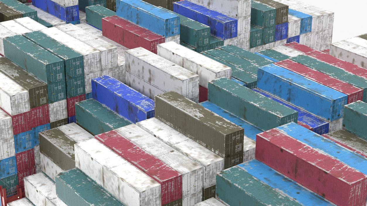 3D Cargo Shipping Containers Stacked model