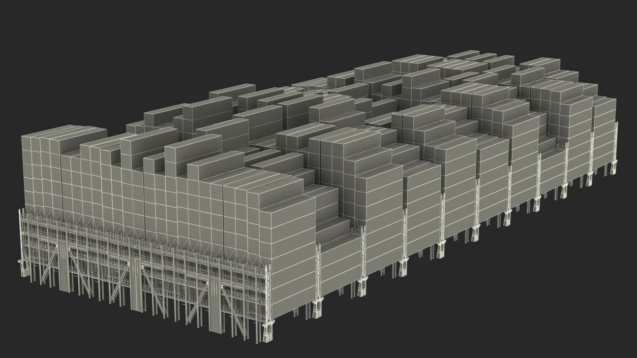 3D Cargo Shipping Containers Stacked model