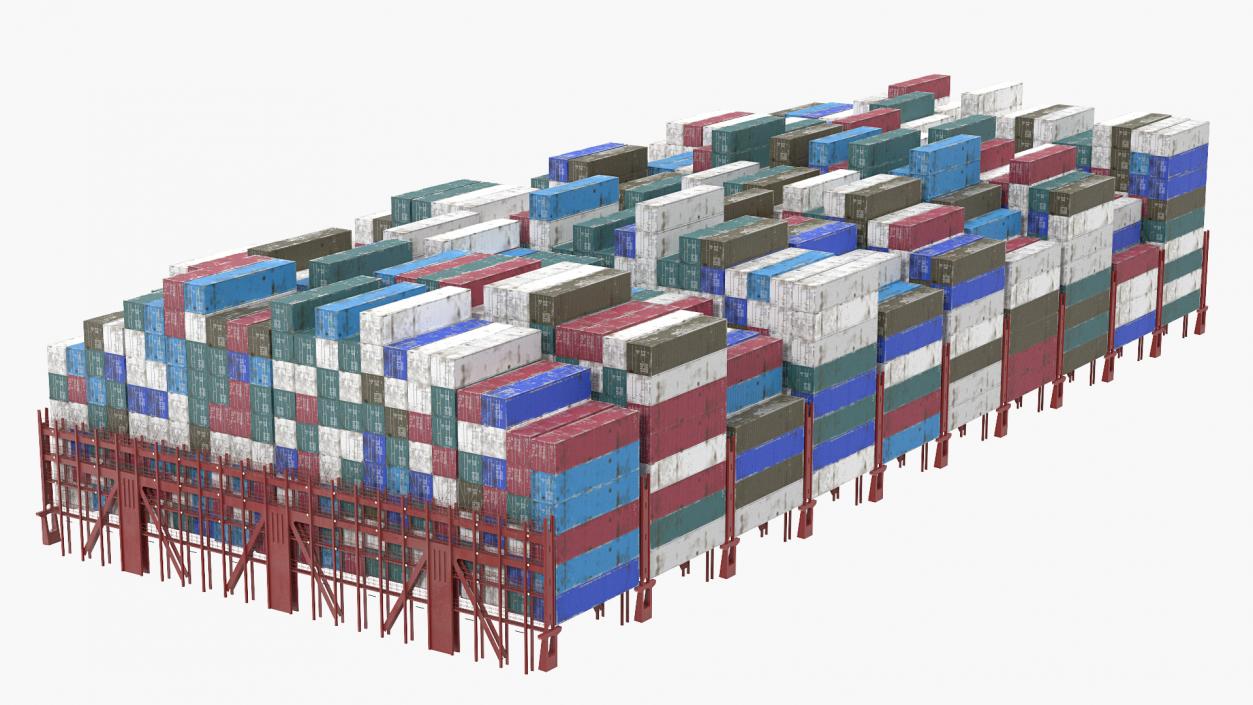 3D Cargo Shipping Containers Stacked model