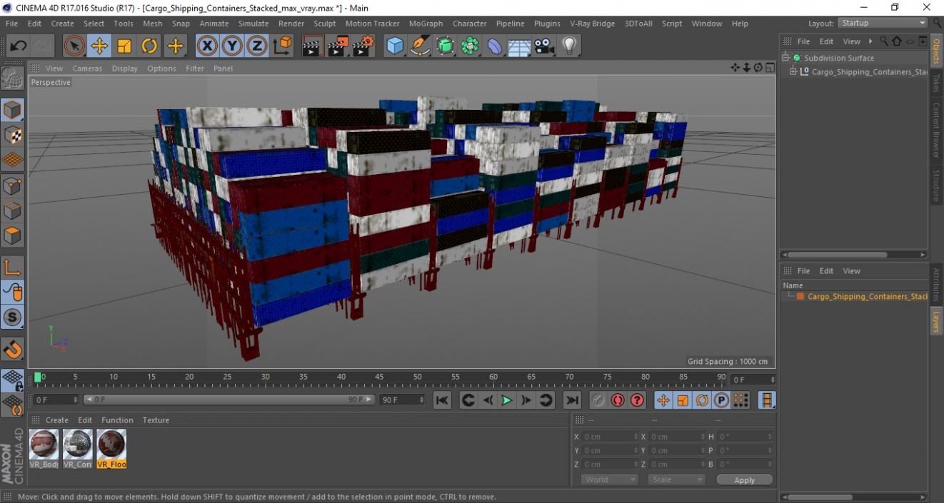 3D Cargo Shipping Containers Stacked model