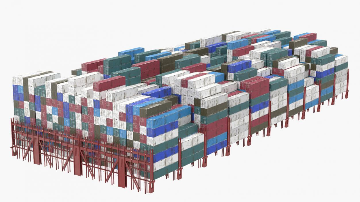 3D Cargo Shipping Containers Stacked model