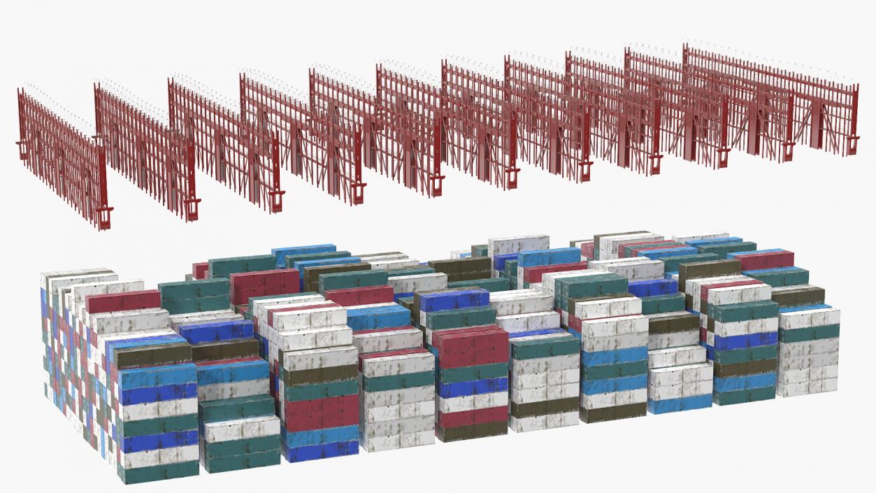 3D Cargo Shipping Containers Stacked model