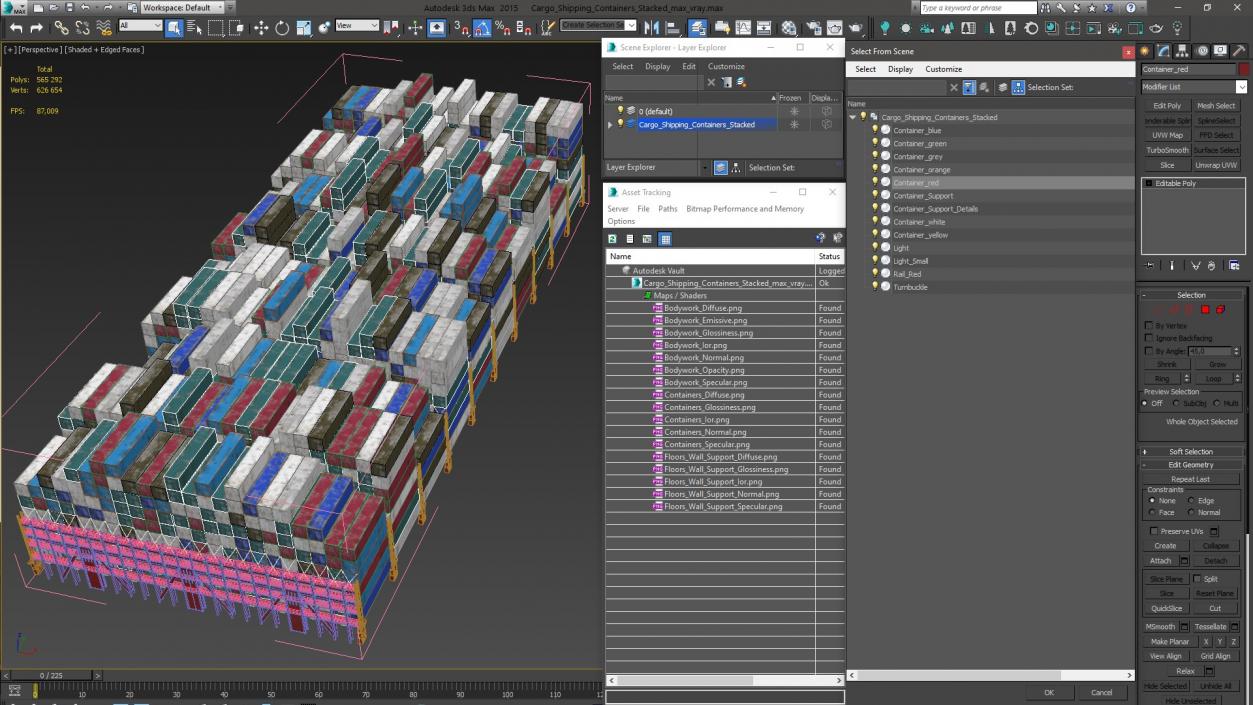 3D Cargo Shipping Containers Stacked model