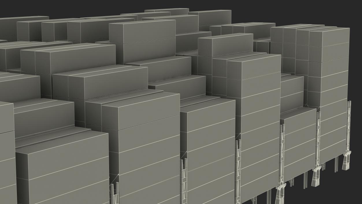 3D Cargo Shipping Containers Stacked model