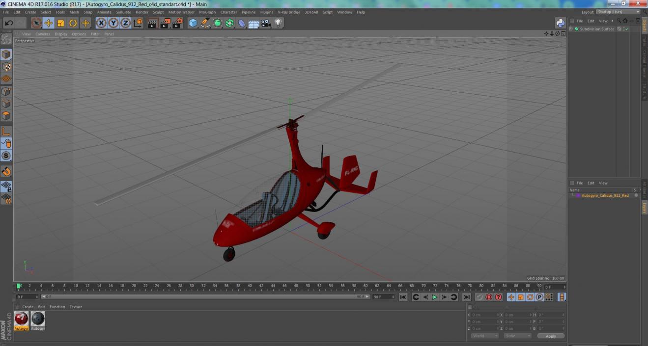 Autogyro Calidus 912 Red 3D model