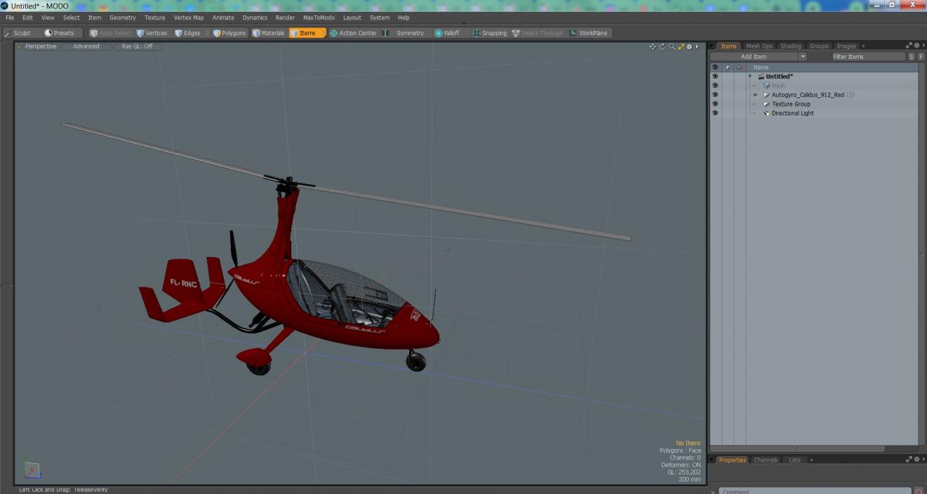 Autogyro Calidus 912 Red 3D model