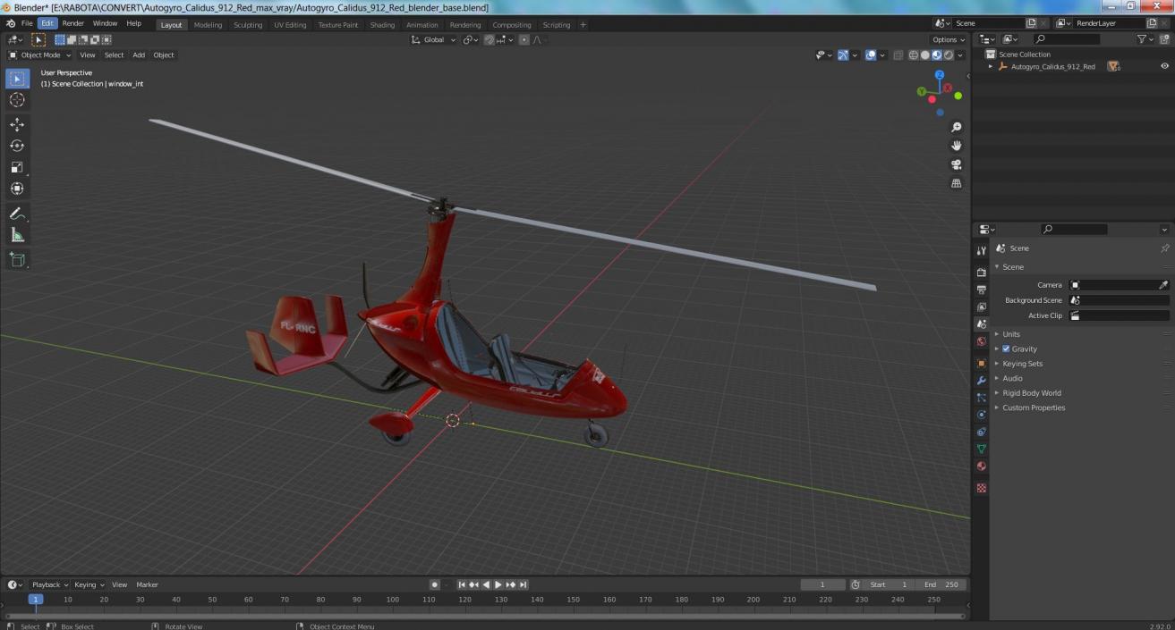 Autogyro Calidus 912 Red 3D model