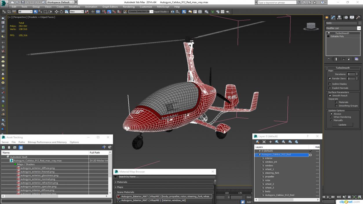 Autogyro Calidus 912 Red 3D model