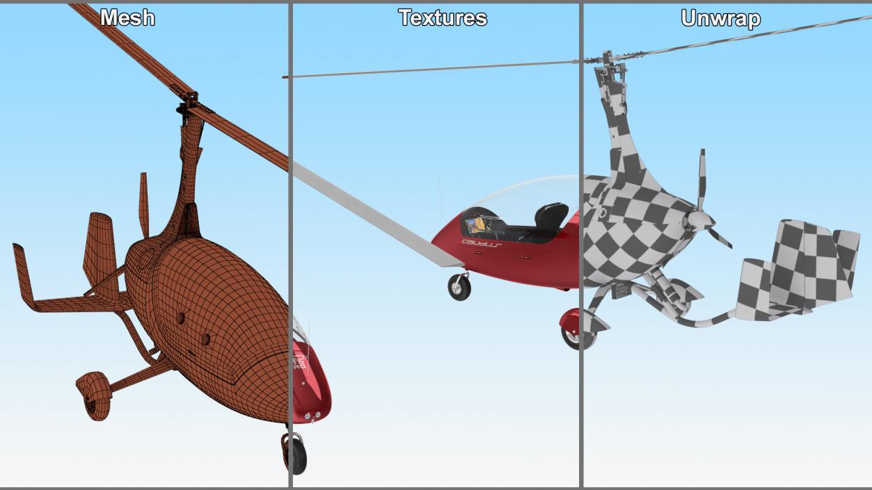 Autogyro Calidus 912 Red 3D model