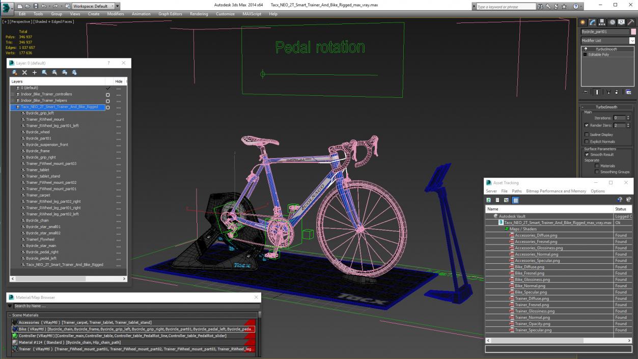 3D Tacx NEO 2T Smart Trainer And Bike Rigged