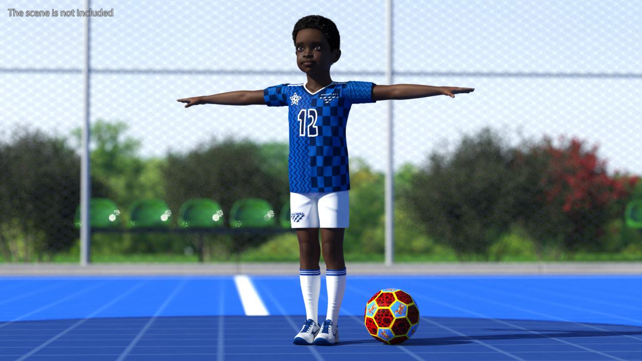 Black Child Boy With Ball T-pose 3D